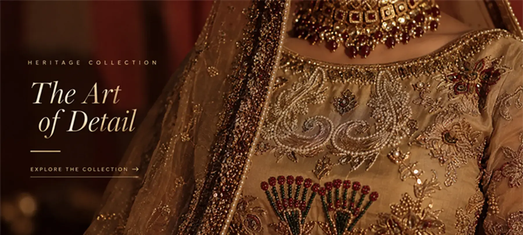 Champagne bridal dress embroidery detail